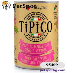 Консерва куче TIPICO прасе, ечемик и зеленчуци, пастет - 400 гр.