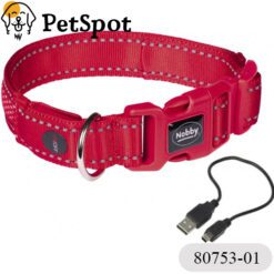 Светещ LED Нашийник "FLASH MESH" и USB зареждане - червен размер XS-L - 80753-01-80755-01