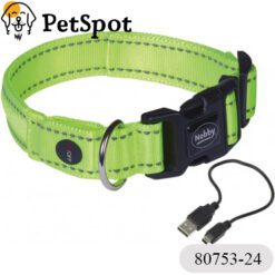 Светещ LED Нашийник "FLASH MESH" и USB зареждане - неоново жълто - 80753-24-80755-24