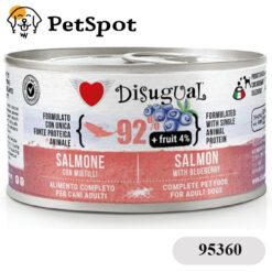 Консерва куче DISUGUAL FRUIT МОНОПРОТЕИН, за пораснали кучета от всички породи - 92% месо от сьомга и 4% боровинка, ПАСТЕТ 95360